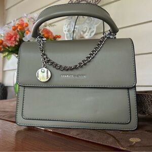 Charles & Keith Olive Green Top-Handle Satchel